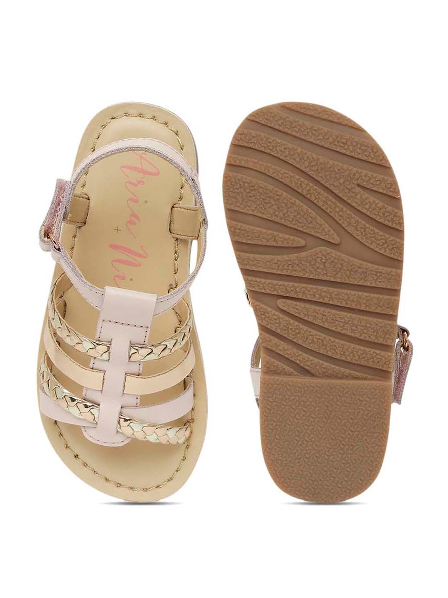 Aria Nica Kids Beige Ankle Strap Sandals