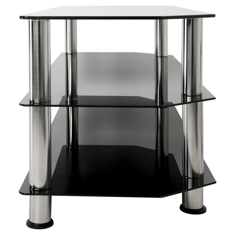 55" TV Stand with Glass Shelves - Silver/Black