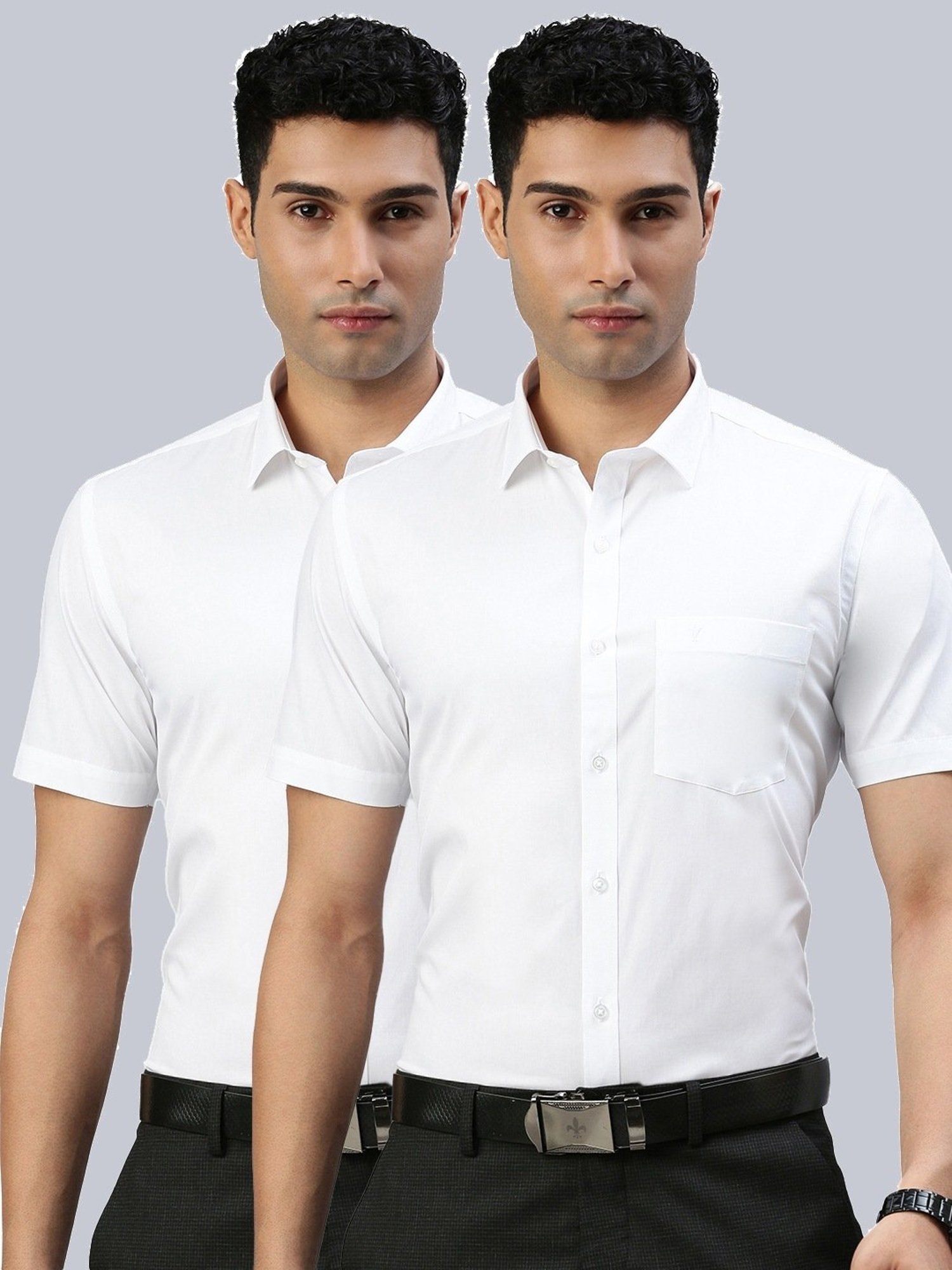 Ramraj White Cotton Regular Fit Shirt - Pack Of 2