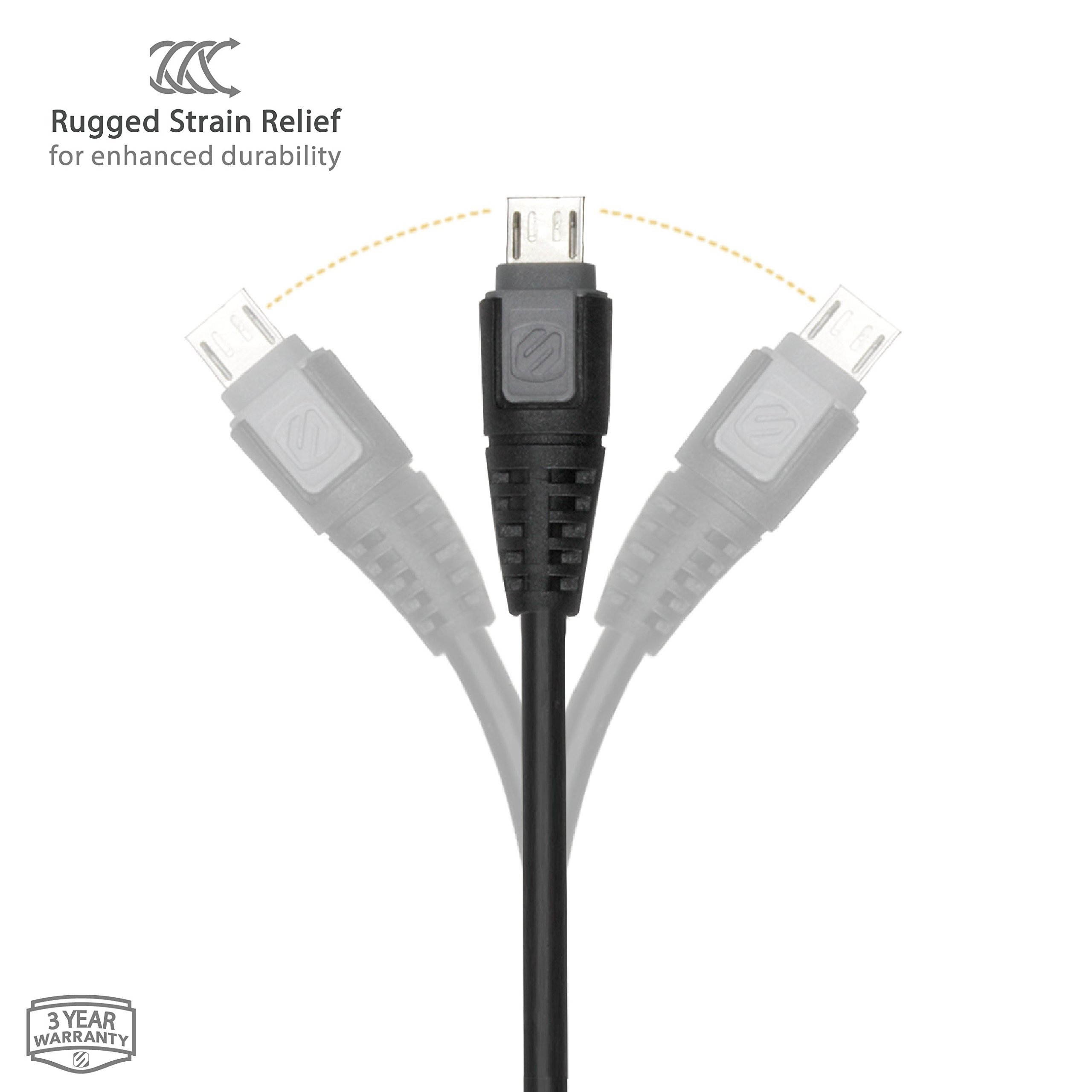 SCOSCHE USBM3 Syncable Micro Charge & Sync Cable for ALL micro-USB Devices 3-ft. Black/Gray