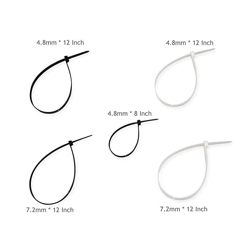 Extra Heavy Duty 12 inch Standard White Cable Ties Industrial Strength Durable Outdoor Use Zip Ties