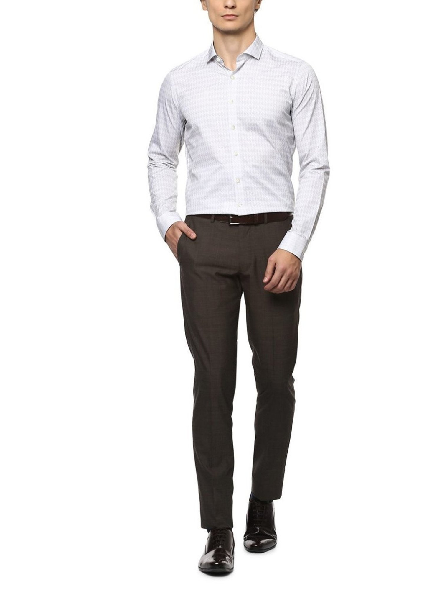Simon Carter London Grey Slim Fit Flat Front Trousers