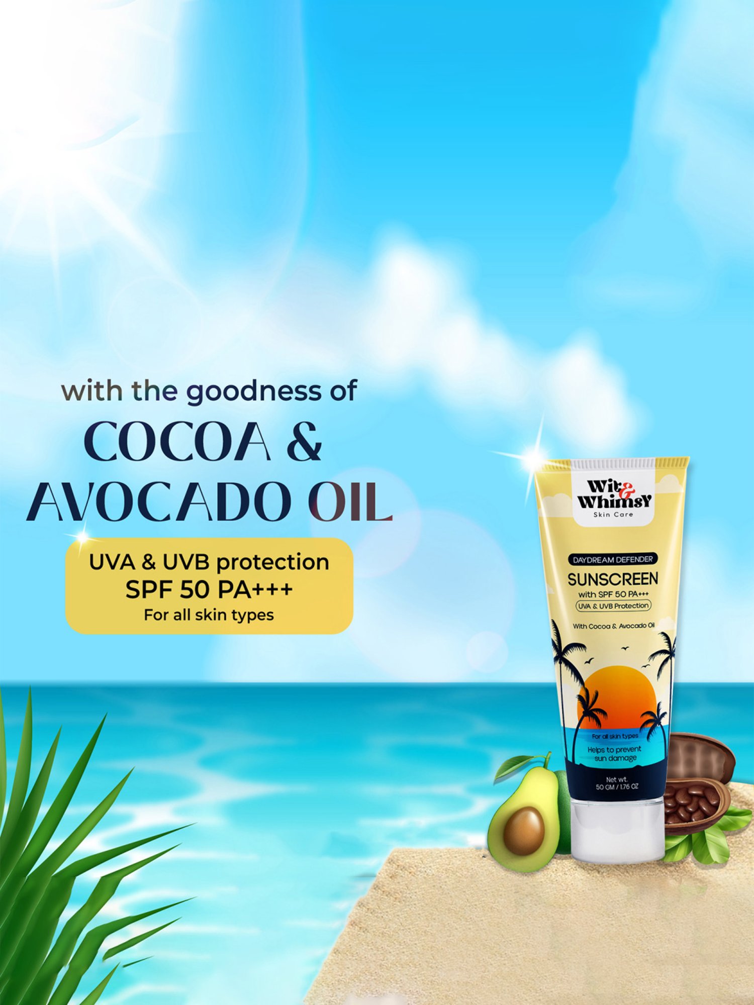 Wit & Whimsy Daydream Defender Suncreen with SPF 50 PA+++ - 50 gm