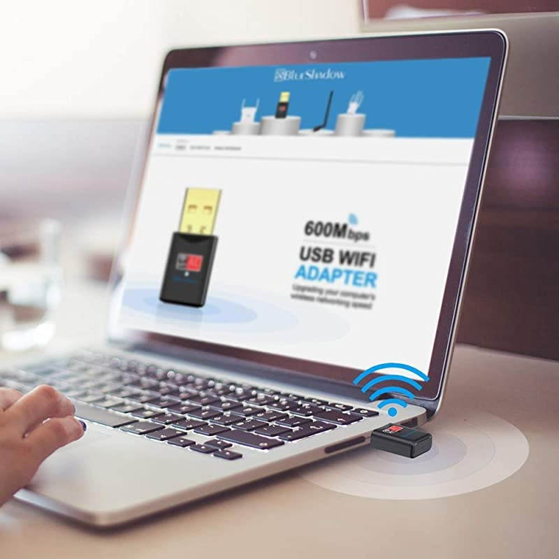 USB WiFi Adapter - Dual Band 2.4G/5G Mini Wi-fi ac Wireless Network Card Dongle with High Gain Antenna for Desktop Laptop PC Support Windows XP Vista/7/8/8.1/10 (USB WiFi 600Mbps)