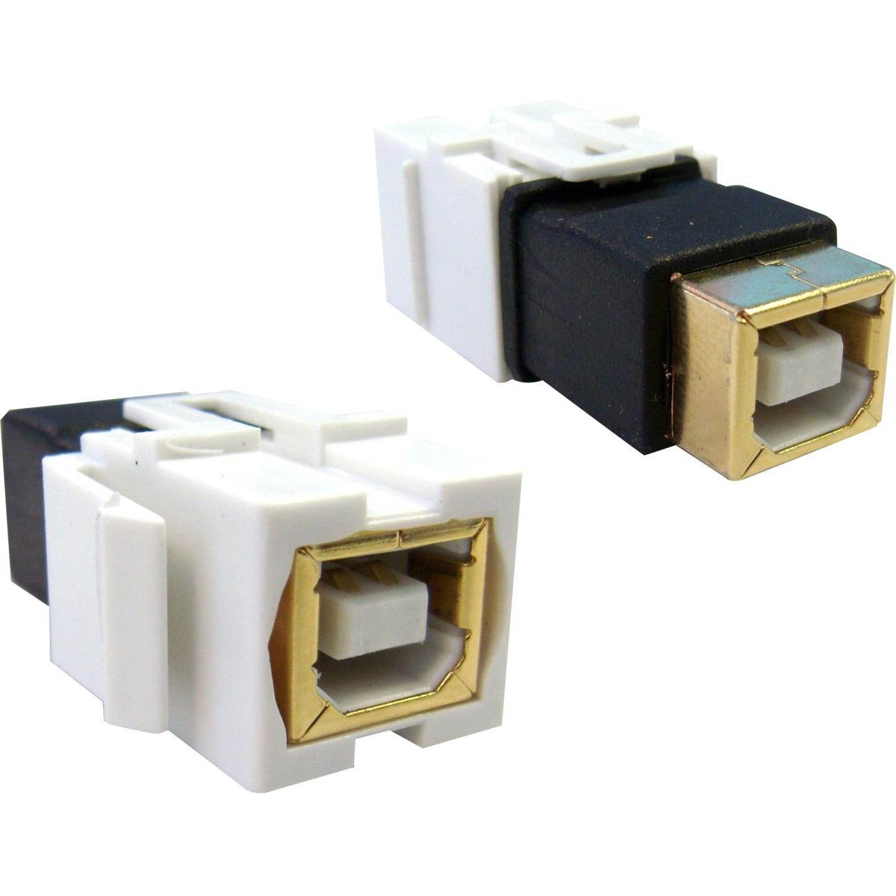 CableWholesale Keystone Insert, White, USB 2.0 Type B Female Coupler, Gold Plated
