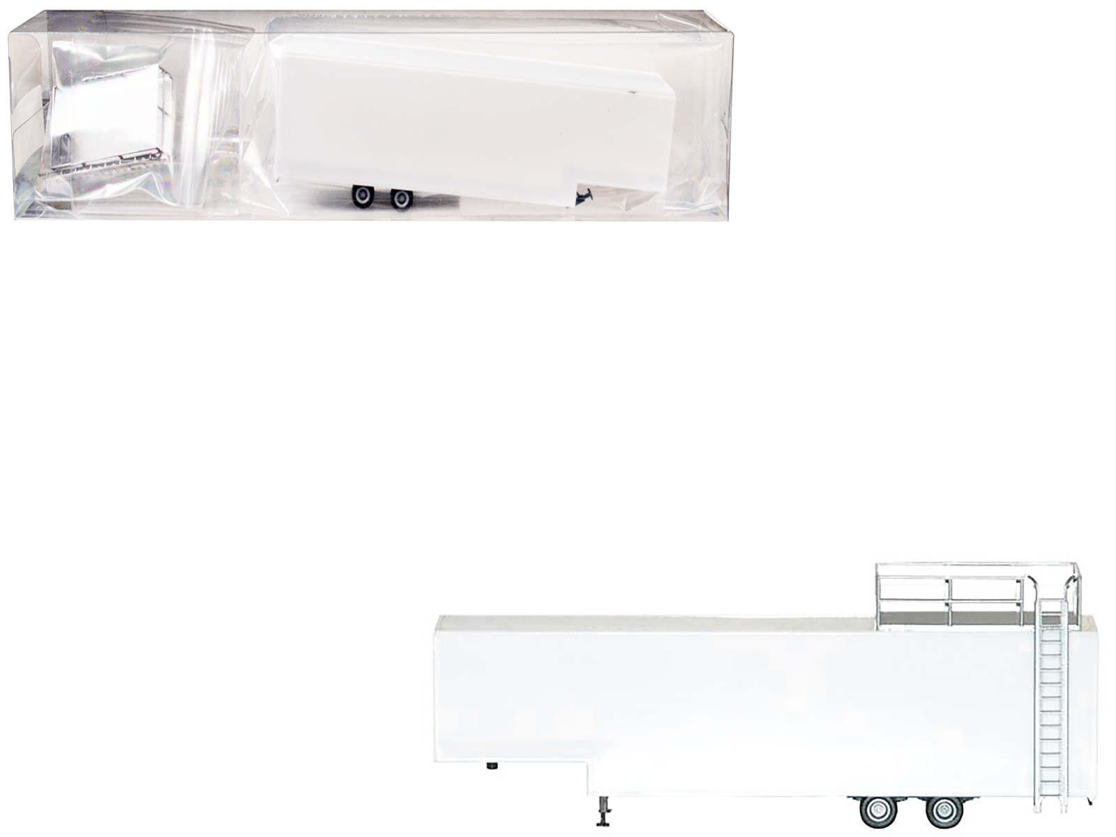 Race Horse Transport Trailer White 1/87 (HO) Plastic Model by Promotex