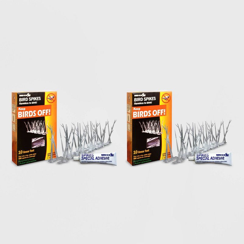 2pk 10' Plastic Bird Spikes Kit With Glue - Bird-X