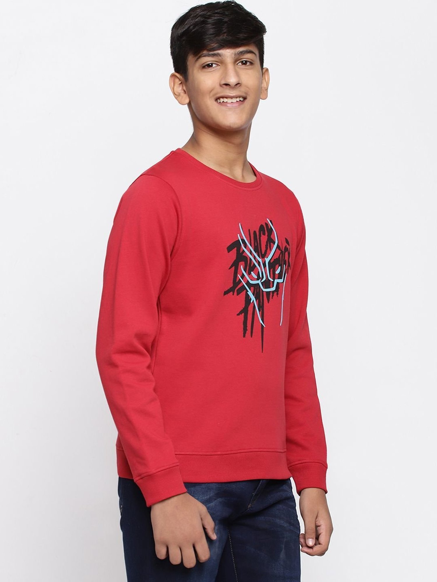 Lil Tomatoes Kids Red & Black Printed Full Sleeves Sweatshirt