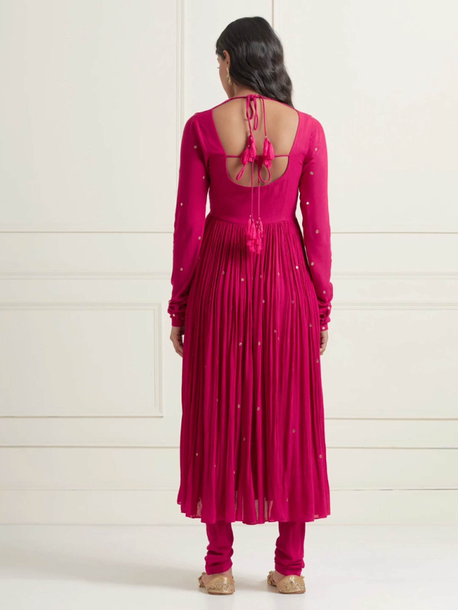 Fusion Beats Light Grey Embroidered A Line Kurta