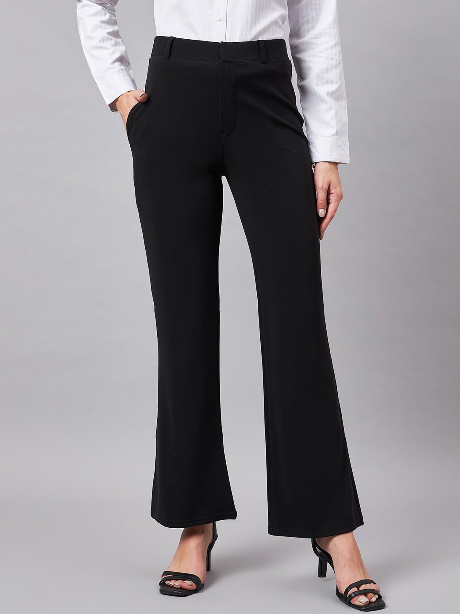 Style Quotient Black Flared Fit Trousers