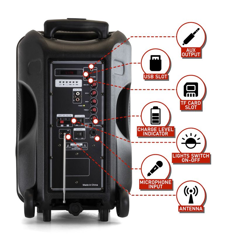 beFree Sound 12in Bluetooth Rechargeable Portable PA Party Speaker