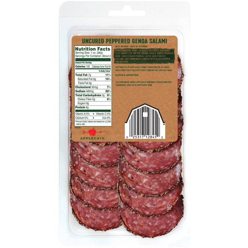 Applegate Natural Uncured Peppered Genoa Salami - 4oz