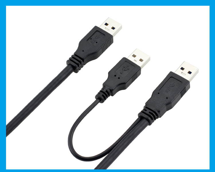 0.6M 2FT USB 3.0 A Male to A Male AM/AM Y Data Cable W/Power Supply Super Speed 5Gbps