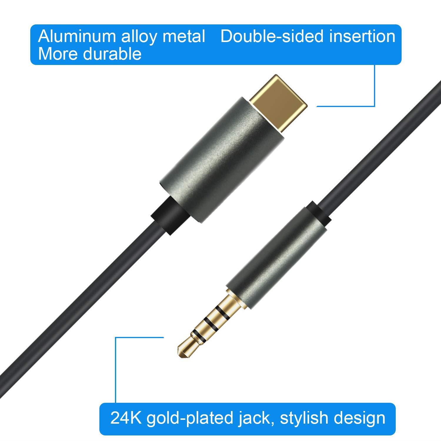 USB-C to 3.5mm Audio Cable, Duttek USB C to 3.5mm Male Headphone Audio Aux Adapter Type C to 3.5mm 4pole Car Aux Cord Special for Smartphone - 5ft