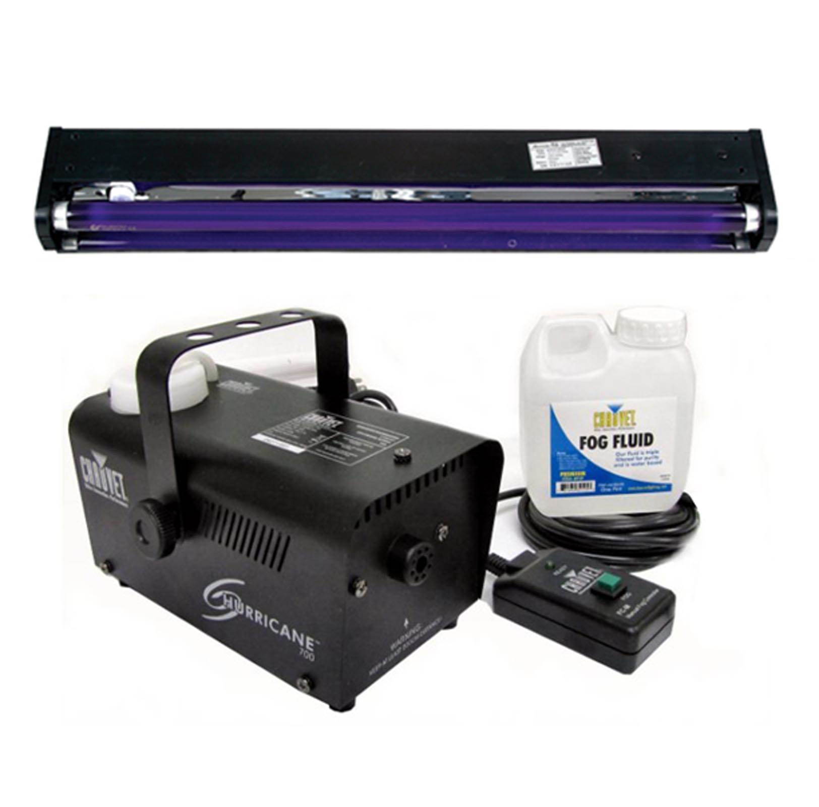 CHAUVET Hurricane H700 Fog Machine H-700 Fogger + AMERICAN DJ 24" UV Blacklight