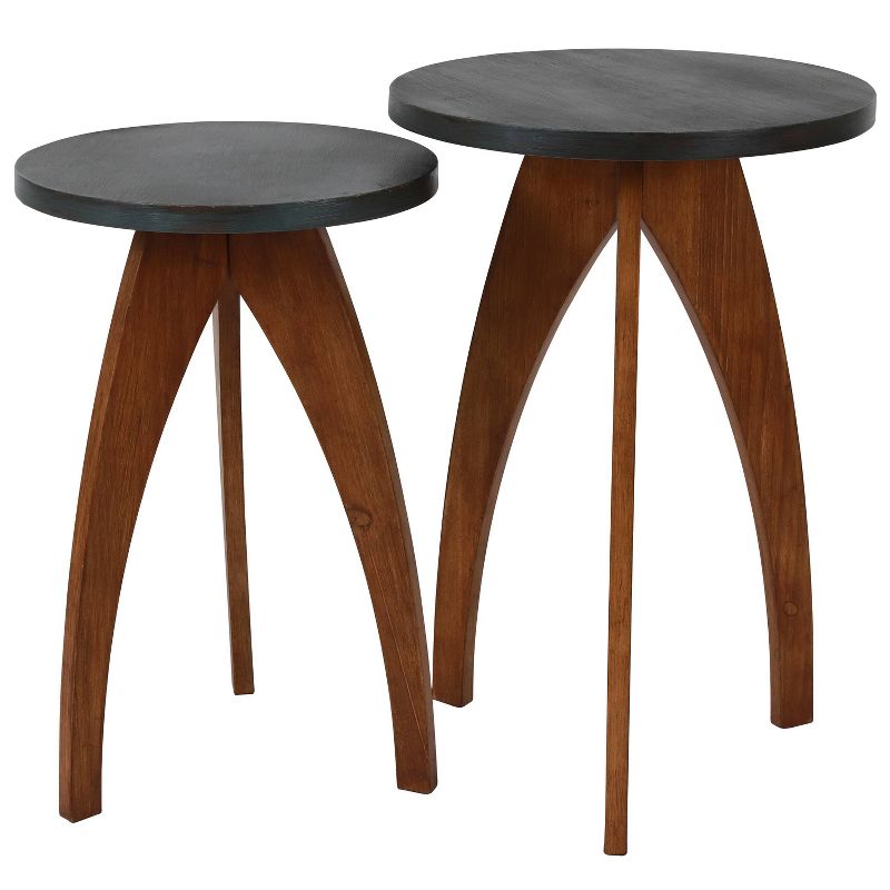 Set of 2 Renada Tri Leg Side Tables Metal - Décor Therapy
