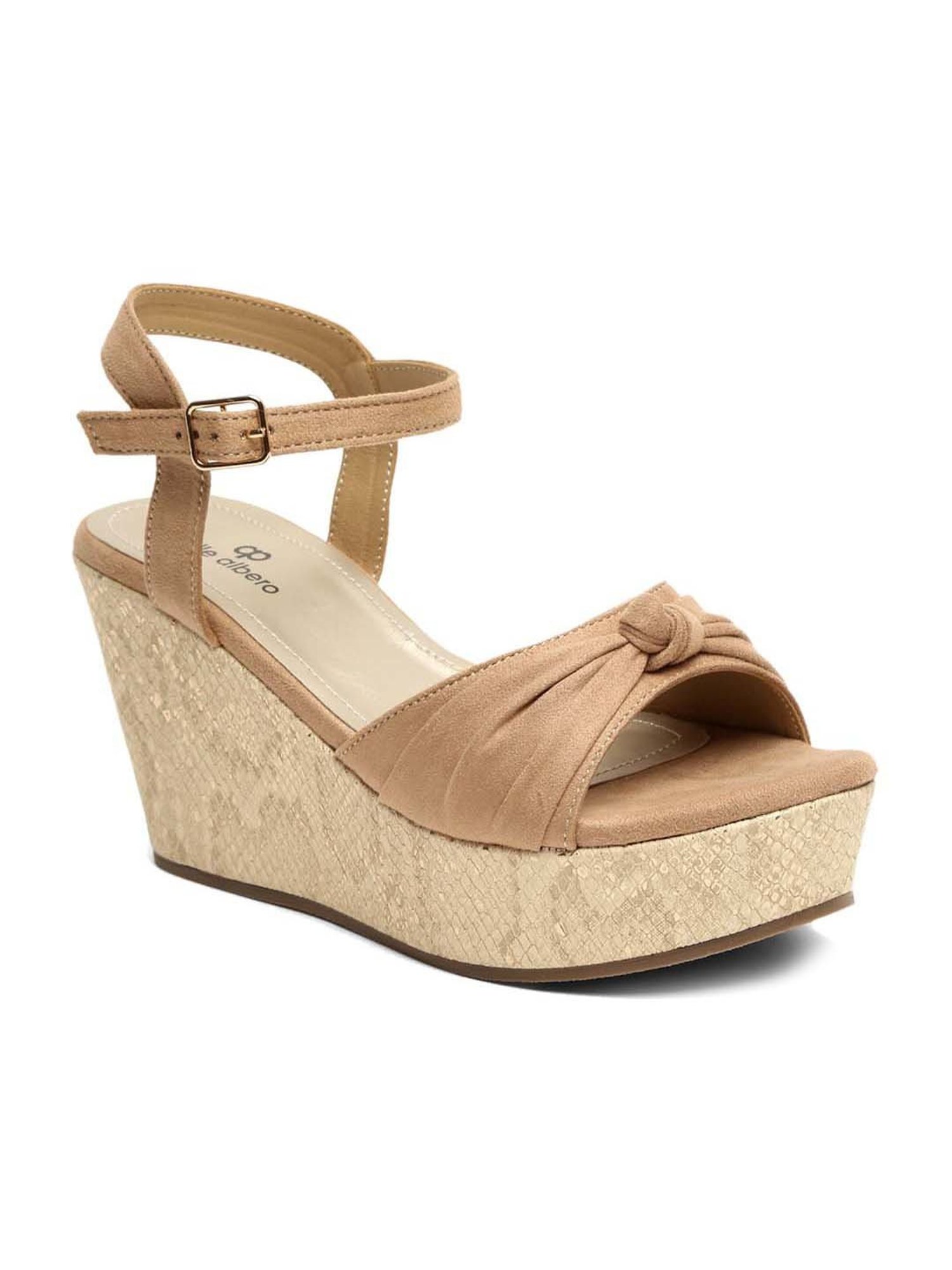 Pelle Albero Women's Beige Ankle Strap Wedges
