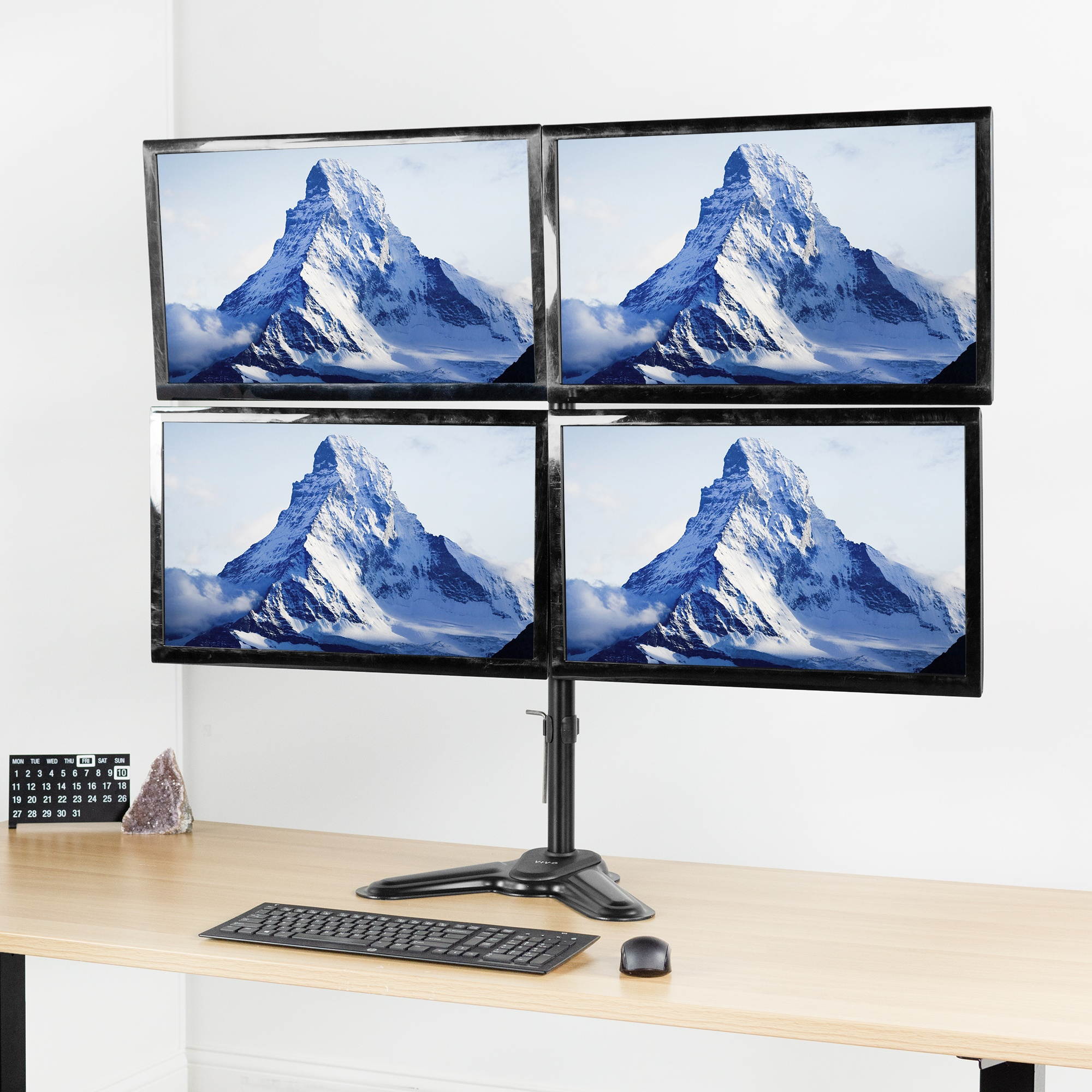 VIVO Aluminum Freestanding Quad LCD Monitor Mount Fully Adjustable Desk Stand for 4 Screens 17" to 32" (STAND-V104Z)