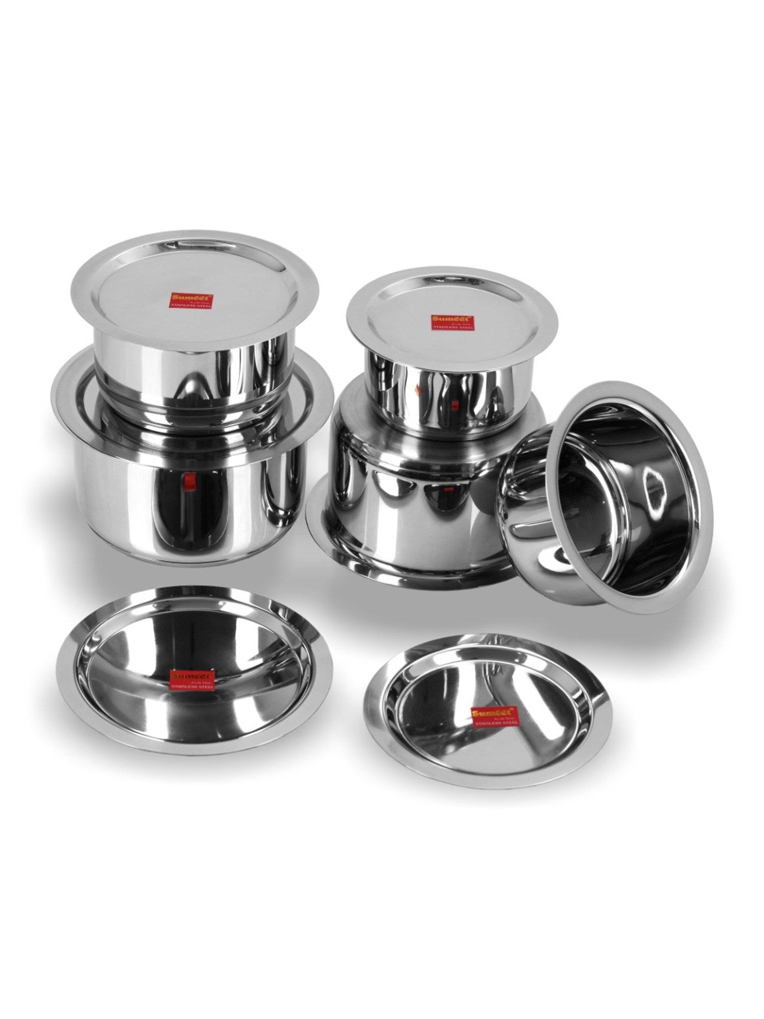 Sumeet 5 Pcs S.S. Induction Bottom  Container Set/Tope/Cookware Set With Lids (1 Ltr to 2.8Ltr)