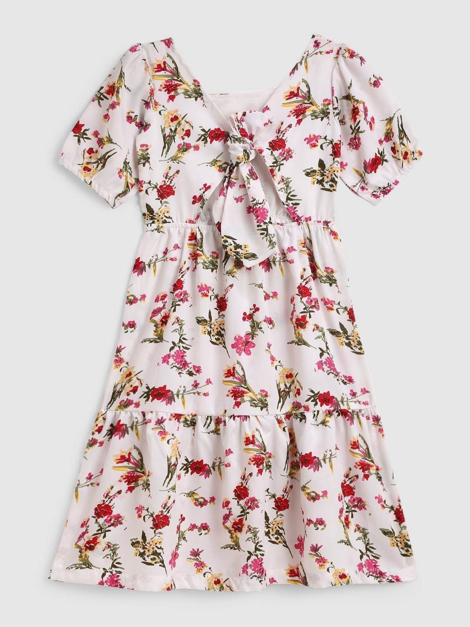 Kids Craft White Floral Printed Dress