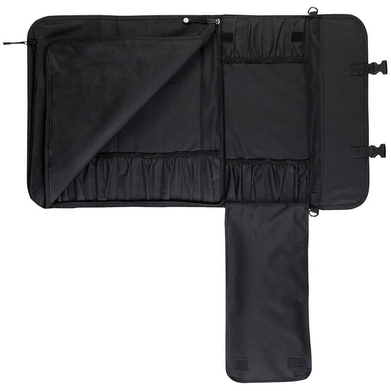 Messermeister Heavy Duty Water Resistant 17 Pocket Knife Culinary Tool Storage Carry Luggage Case with Large Exterior Pocket, Black