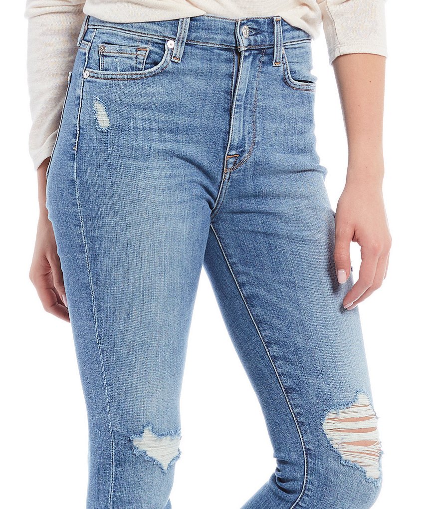 7 for all mankind High Waist Distressed Ankle Skinny Jeans