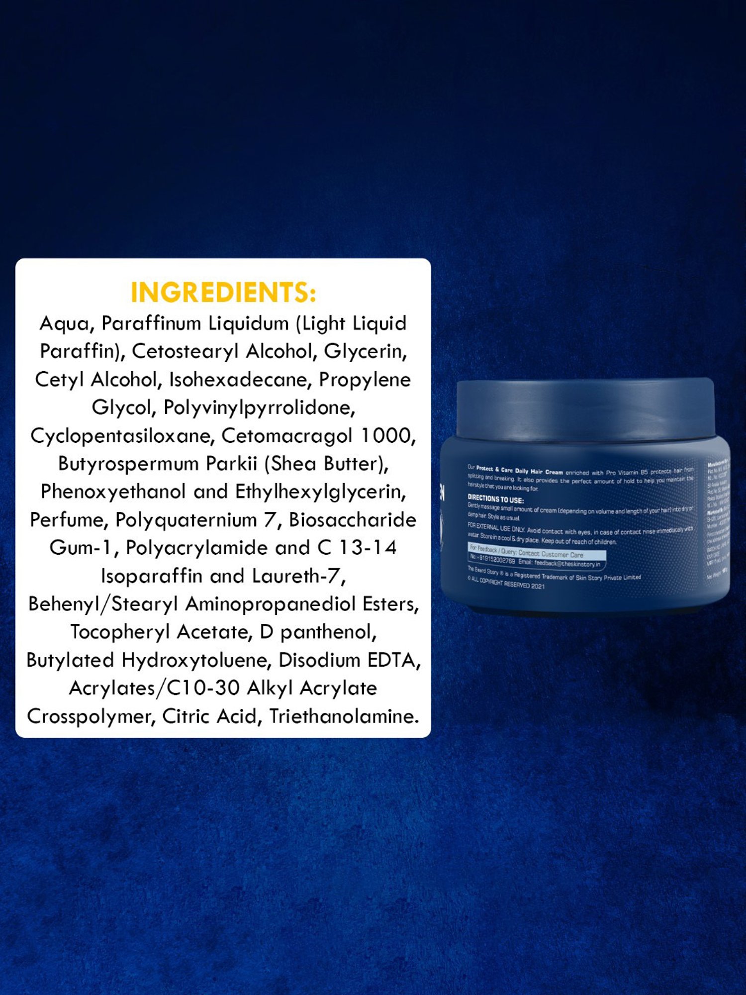 The Beard Story Protect & Care Ultimate Men Daily Hair Cream - 100 gm