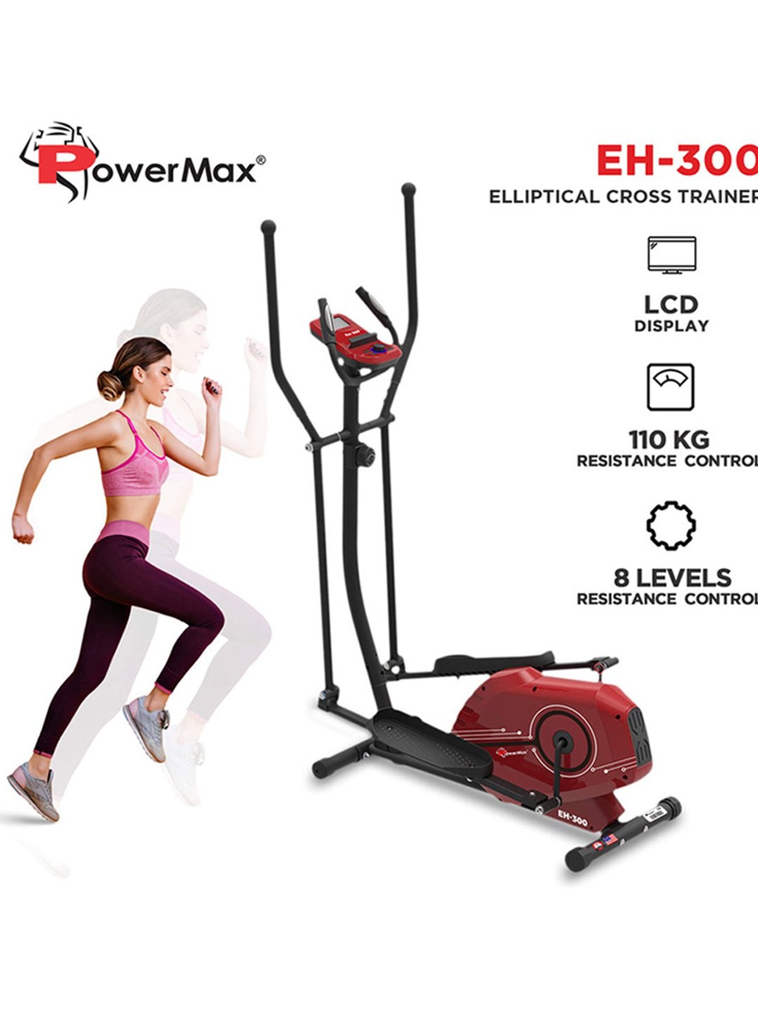 PowerMax Fitness EH-300 Elliptical Trainer (Red)