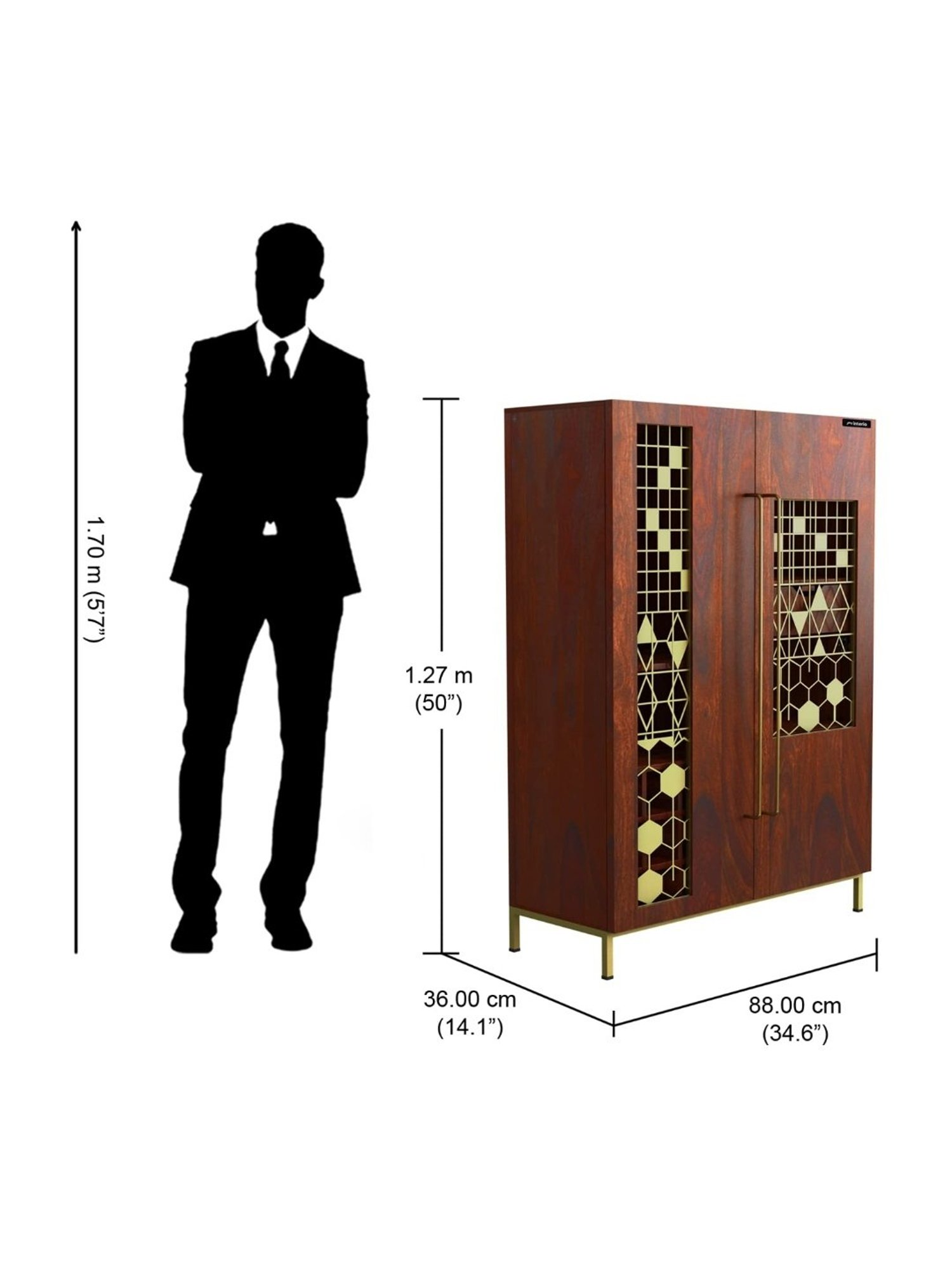 Ikiriya Kassel Solid Brown Wood Wine Rack Teak Finish