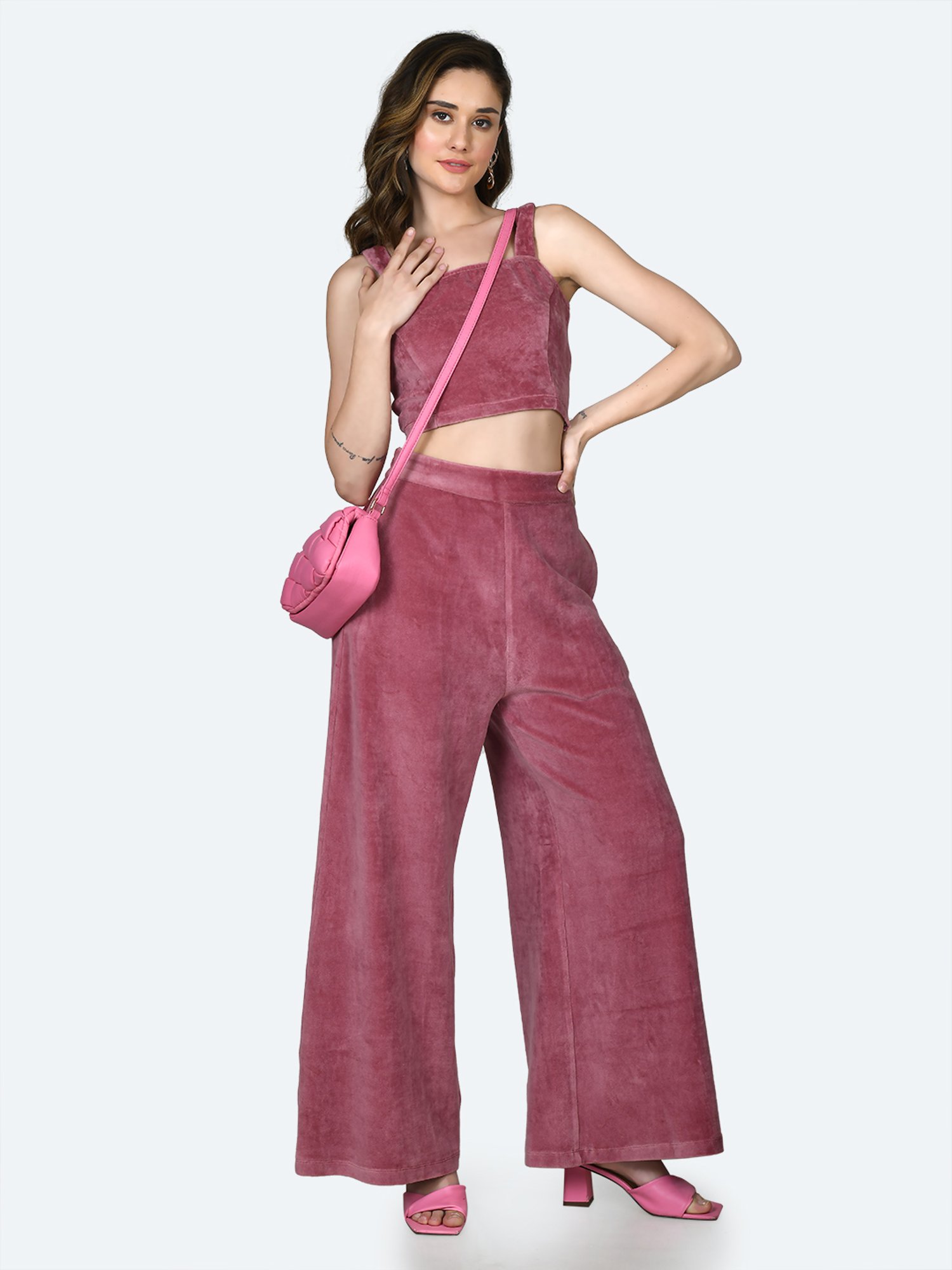 Zink London Pink Regular Fit Crop Top