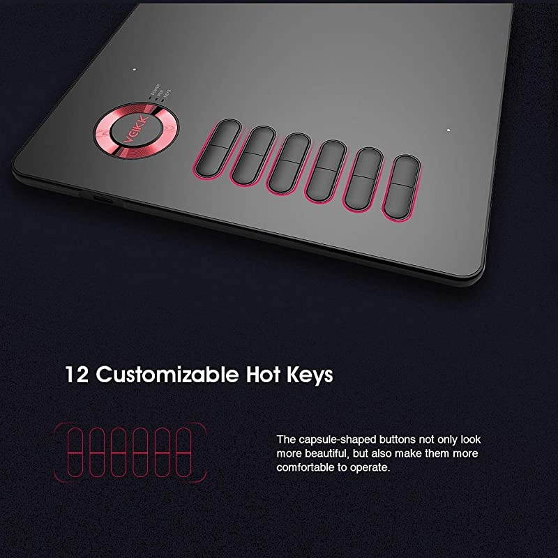 Graphics Drawing Tablet  A15 10x6 Inch Digital Drawing Tablet with Battery-Free Passive Stylus and 12 Shortcut Keys,20 Nibs and 1 Artist Glove (8192 Levels Pressure)