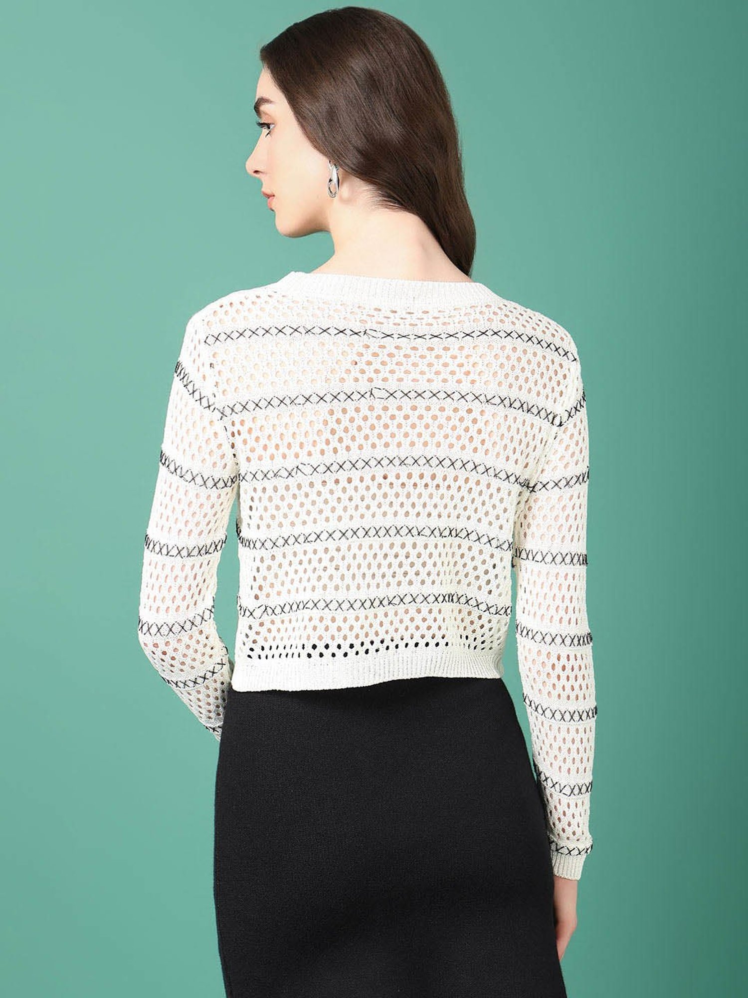 SHOWOFF White Self Design Top