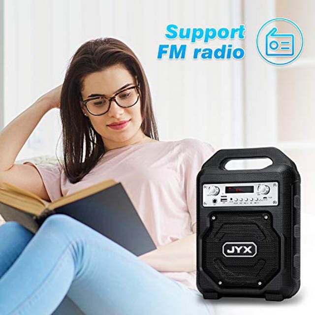 JYX Portable Bluetooth Speaker Subwoofer, Bluetooth 5.0 Wireless Stereo Boombox, Loud Sound with Heavy Bass Support REC/MIC Input/FM Radio/AUX/USB Card for Phone Computer Party Travel