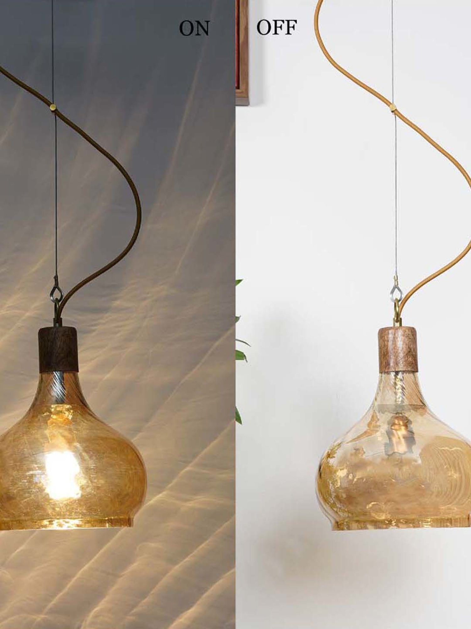 Kapoor Lamp Shades Amber Glass Optica Hanging Light