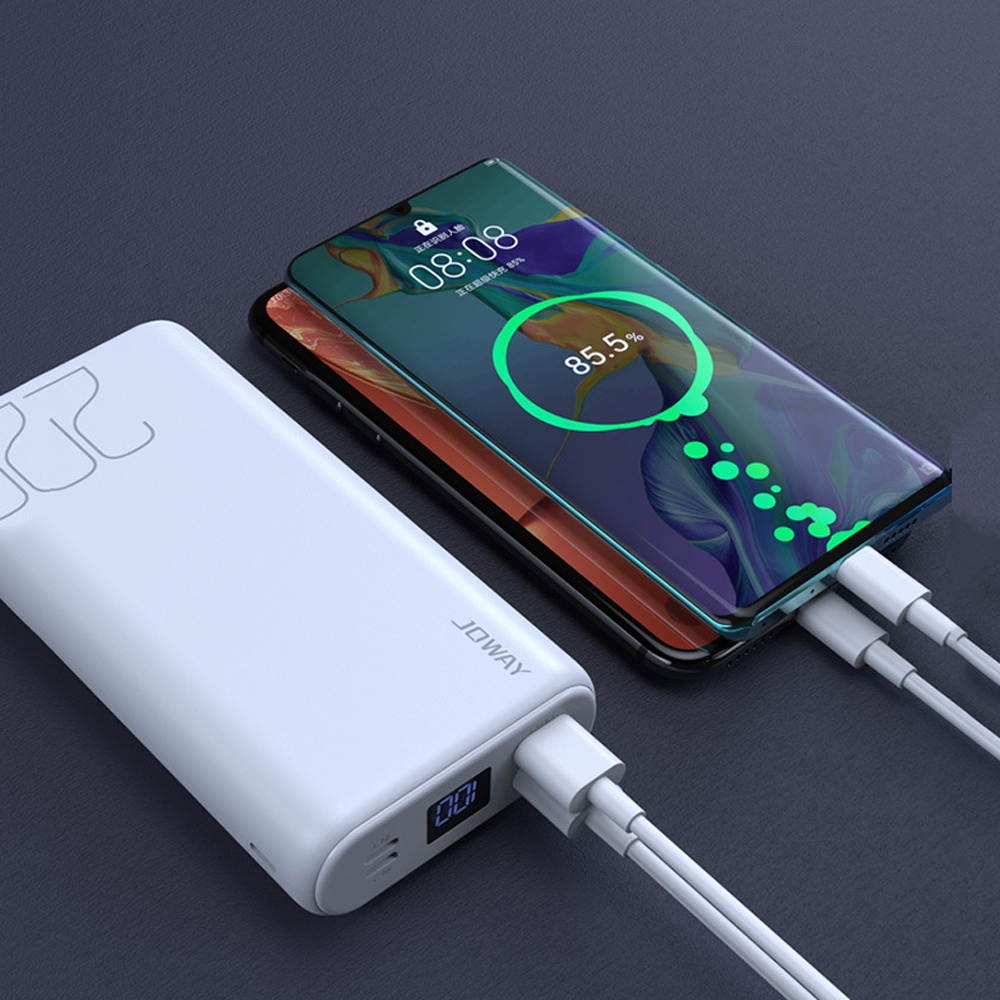 Joway 20000mAh Dual USB Fast Charging Power Bank For iPhone XS 11Pro P30 Pro Mate 30 5G 9Pro 7T Pro White