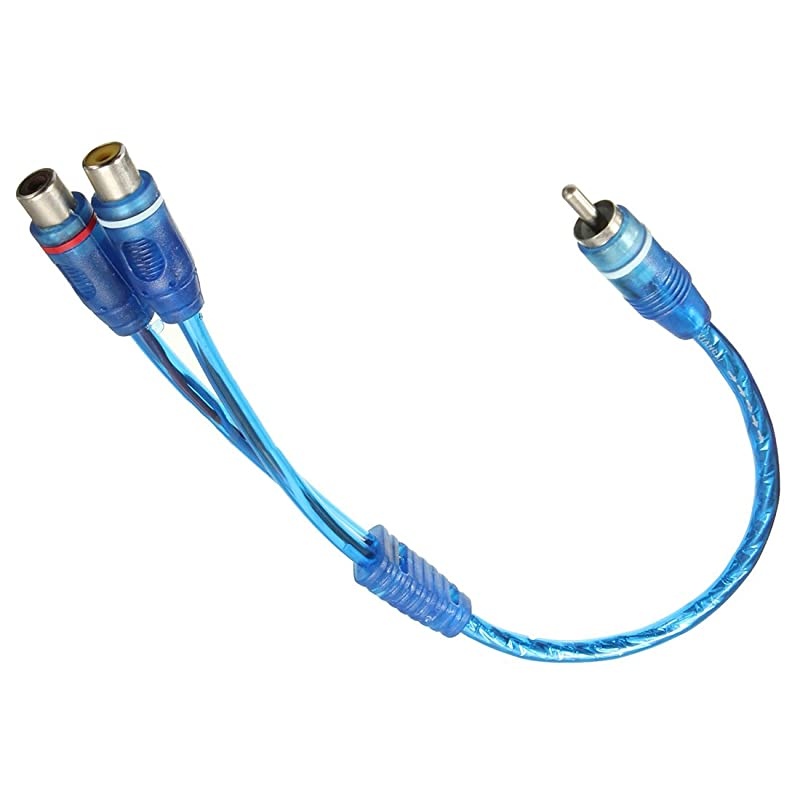 Y Adapter Connector 1 Male to 2 Female Car Audio Splitter Adapter Cable Blue 2 Pack