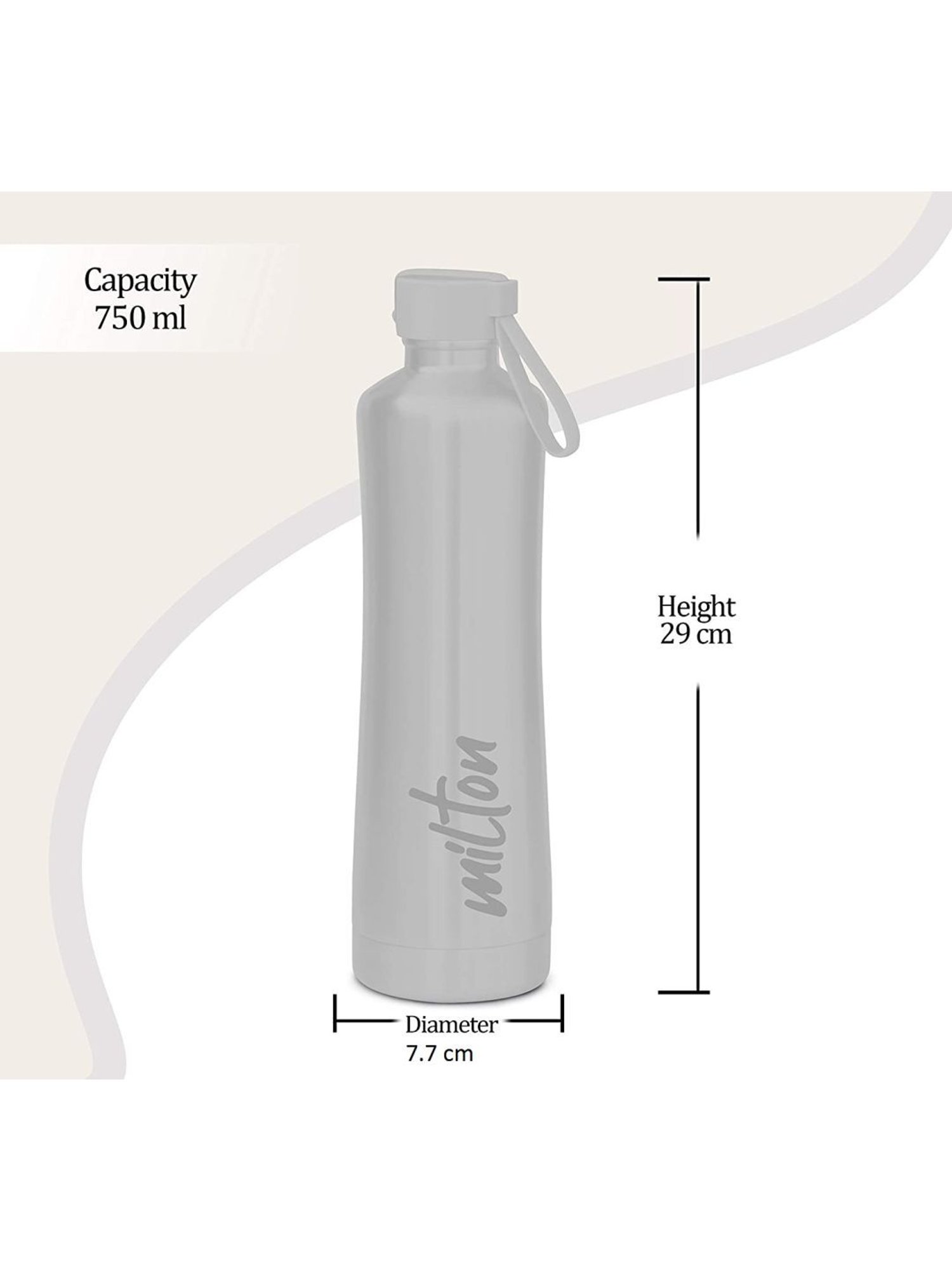 Milton Purple & Grey Stainless Steel 730 ML Water Bottle - Set of 1