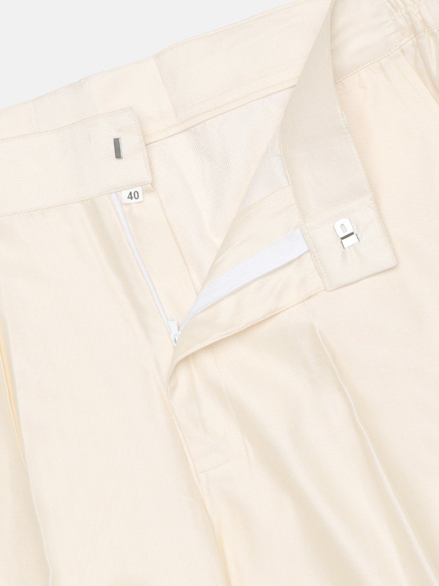 Vastramay Cream Regular Fit Trousers
