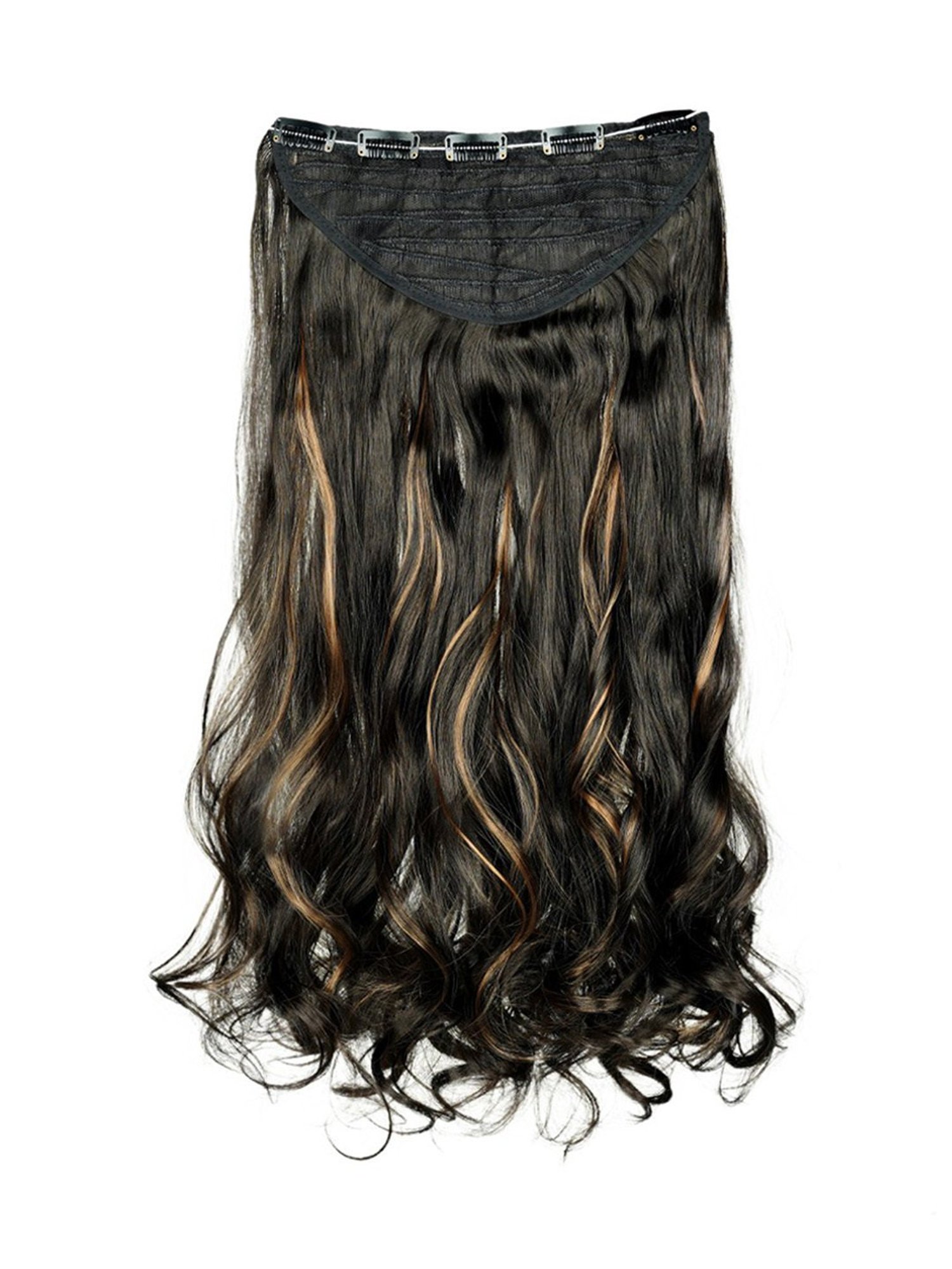 Bronson Professional Out Curl 5 Clip-In Hair Extensions Black and Brown No. 28/2 - 24 Inches