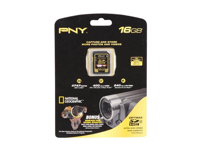 PNY Optima 16GB Secure Digital High-Capacity (SDHC) Flash Card Model P-SDH16G4-EF/S2