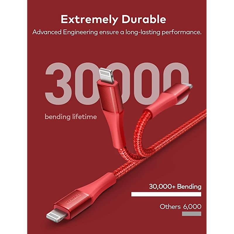 USB C to Lightning Cable iPhone 12 Charger Cable 6ft Apple MFi Certified Fast Charging Support Power Delivery Nylon Braided Cable for iPhone 121111 Pro MaxXS MaxXSXRX88 Plus Red