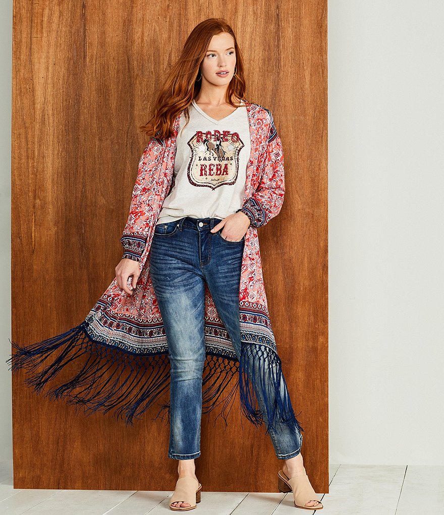 Reba Short Sleeve V-Neck Rodeo Screen Print Tee