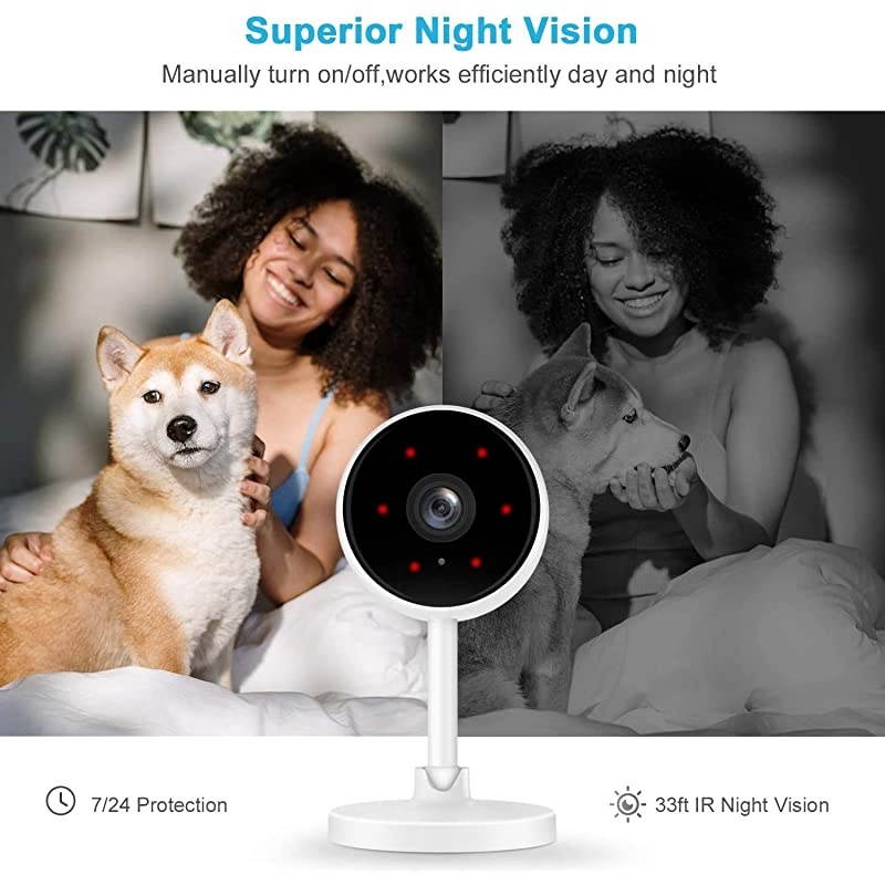 Home Security Camera  1080P FHD Indoor WiFi Wireless Camera with 2Way Audio Night Vision Motion Detection for PetElderBaby Monitor Cloud Storage and MicroSD Support Not Included