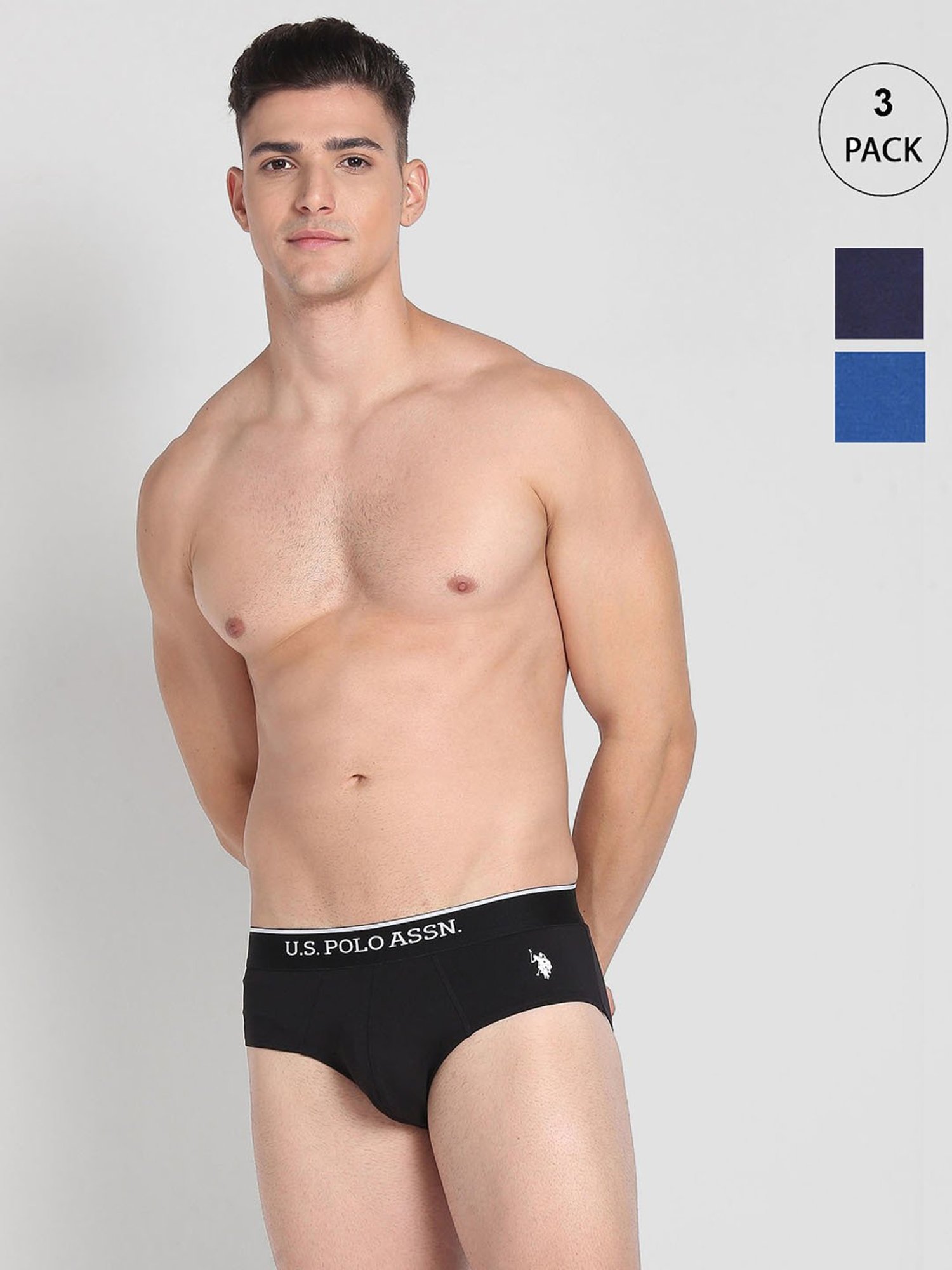 U.S. Polo Assn. Multicolor Cotton Regular Fit Briefs - Pack Of 3