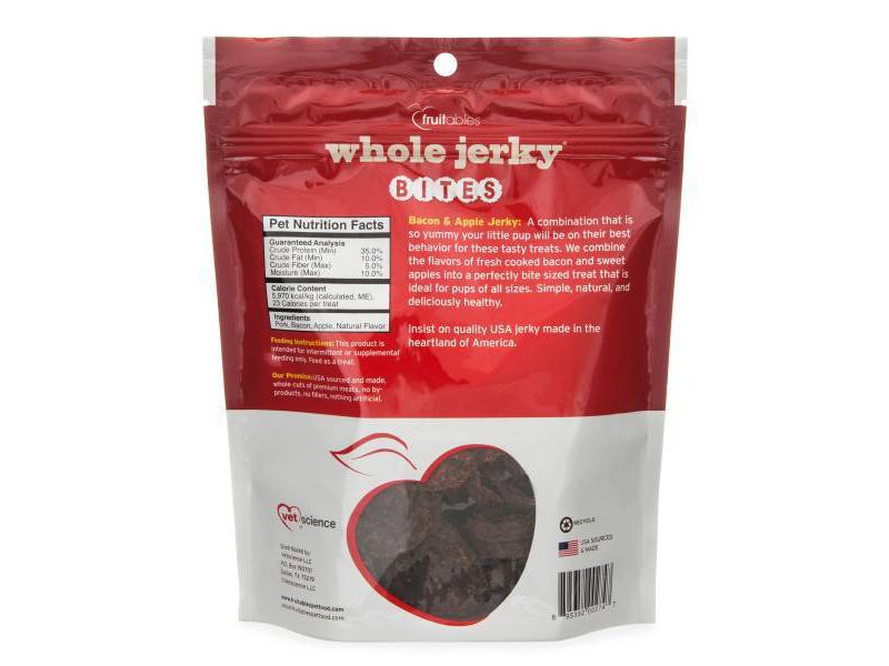 Fruitables Whole Jerky Bites Bacon and Apple Dry Dog Treats - 12oz