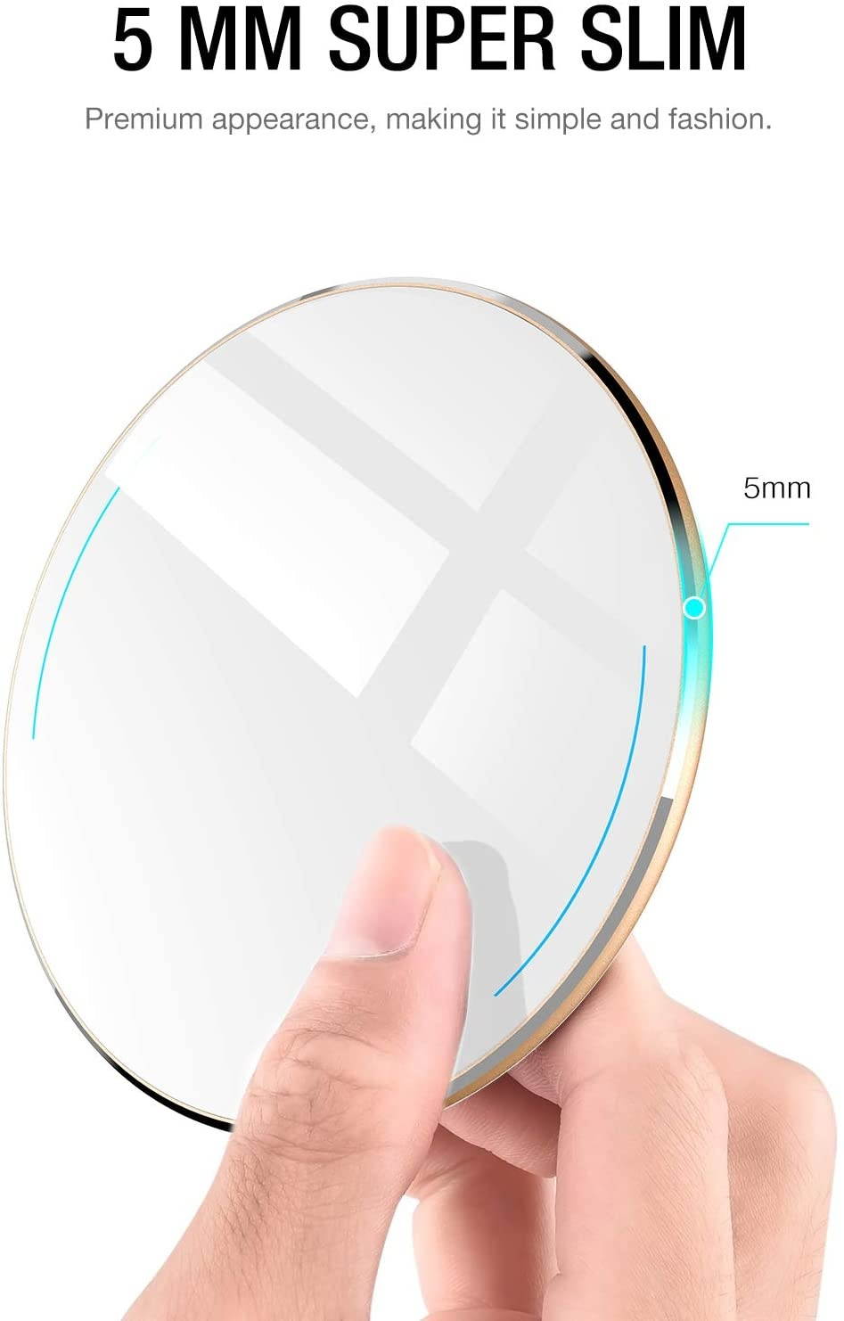 TOZO W1 Wireless Charger Thin Aviation Aluminum Computer Numerical Control Technology Fast Charging Pad Gold (NO AC Adapter)