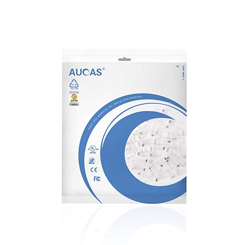 CAT6 RJ45 Connectors Ethernet End  GoldPlated 8P8C UTP Network Plug for Solid Wire amp Standard Cable Transparent Crimp Connector Cat6a Cable Insert 50Pack