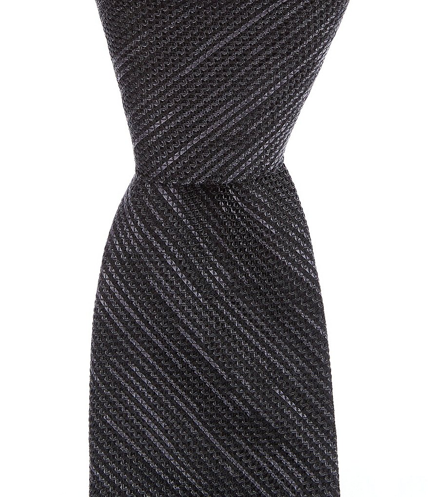 Roundtree & Yorke Big & Tall Carlisle Stripe Traditional 3 3/8#double; Silk Tie