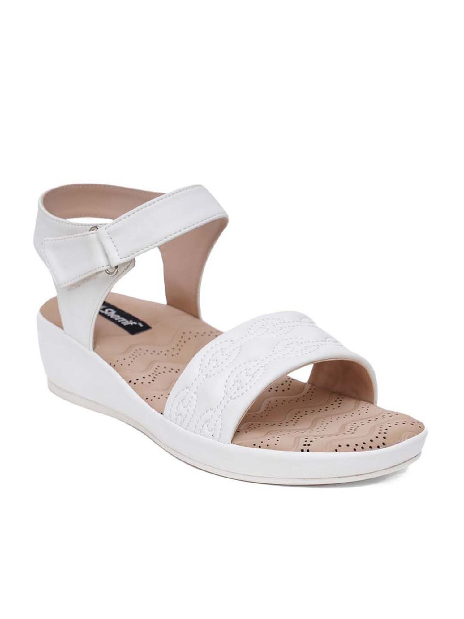 Sherrif Women's White Ankle Strap Wedges
