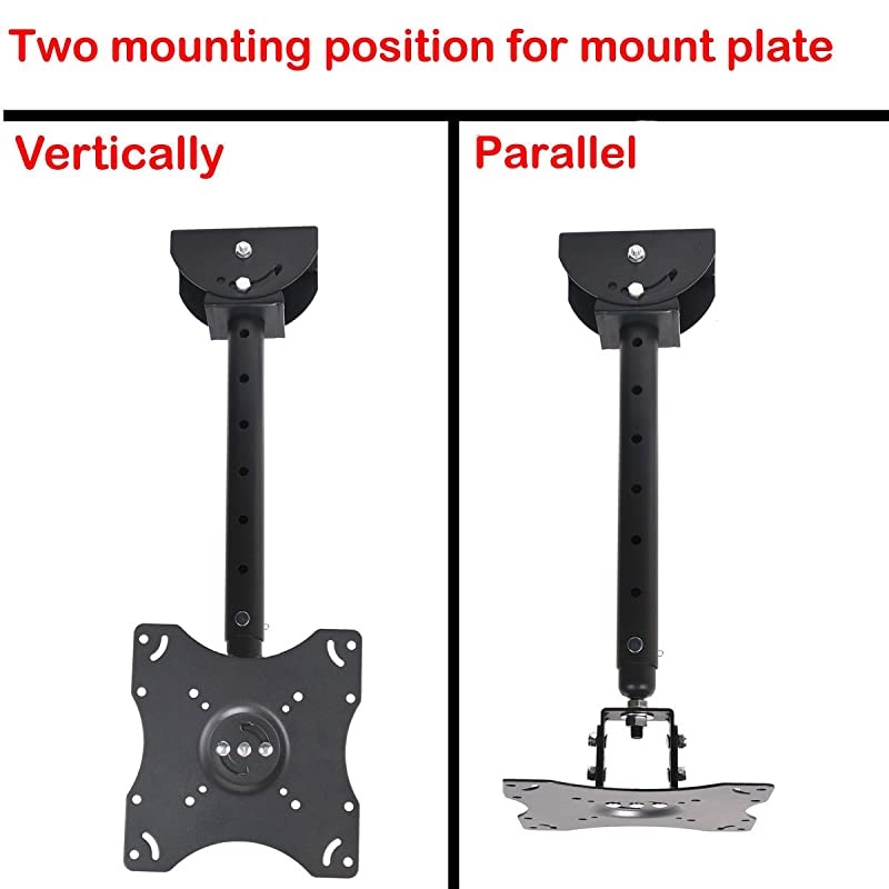 Adjustable Ceiling TV Mount Fits Most 26-65" LCD LED Plasma Monitor Flat Panel Screen Display with VESA 400x400 400x300 400x200 300x300 300x200 200x200mm MLCE7N2 WV3